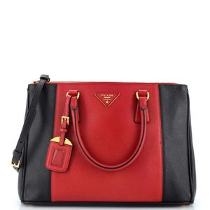 Prada Bicolor Double Zip Lux Tote Saffiano Leather
